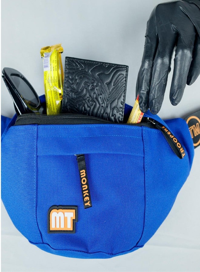 MONKEY TROOPERS Dank Waist Bag, Crossbody, Fanny Pack/Chest Bag of Men Women Girls Boys, Durable, Comfortable, and Spacious, Quick Access for Travel, Causal, Hikking, Everyday (Blue) - Image 4